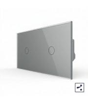 Сенсорный проходной выключатель Livolo на 2 клавиши (1+1),  2 модуля 