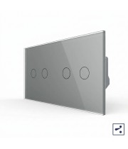 Сенсорный проходной выключатель Livolo 4 клавиши (2+2), 2 модуля